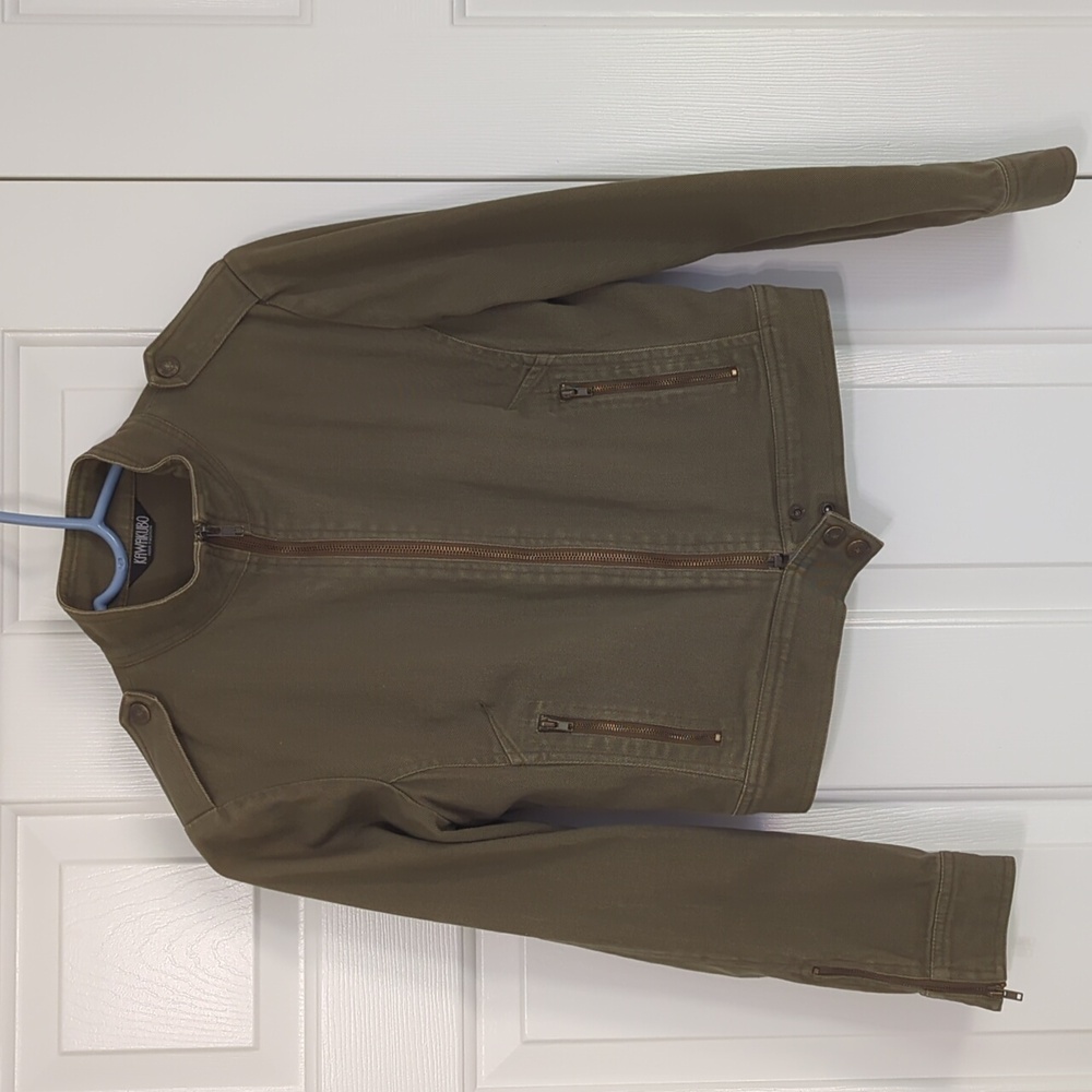 Cropped Military Olive Green cotton jacket XS